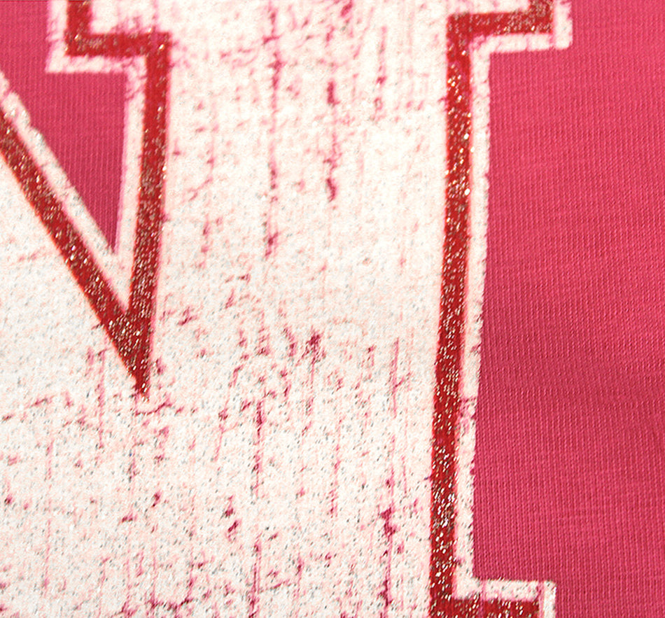 Nebraska Girls Red Line Glitter V-Neck