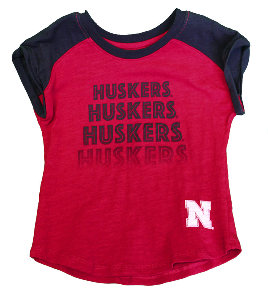 Nebraska Toddler Girls Cuffed Kart Tee