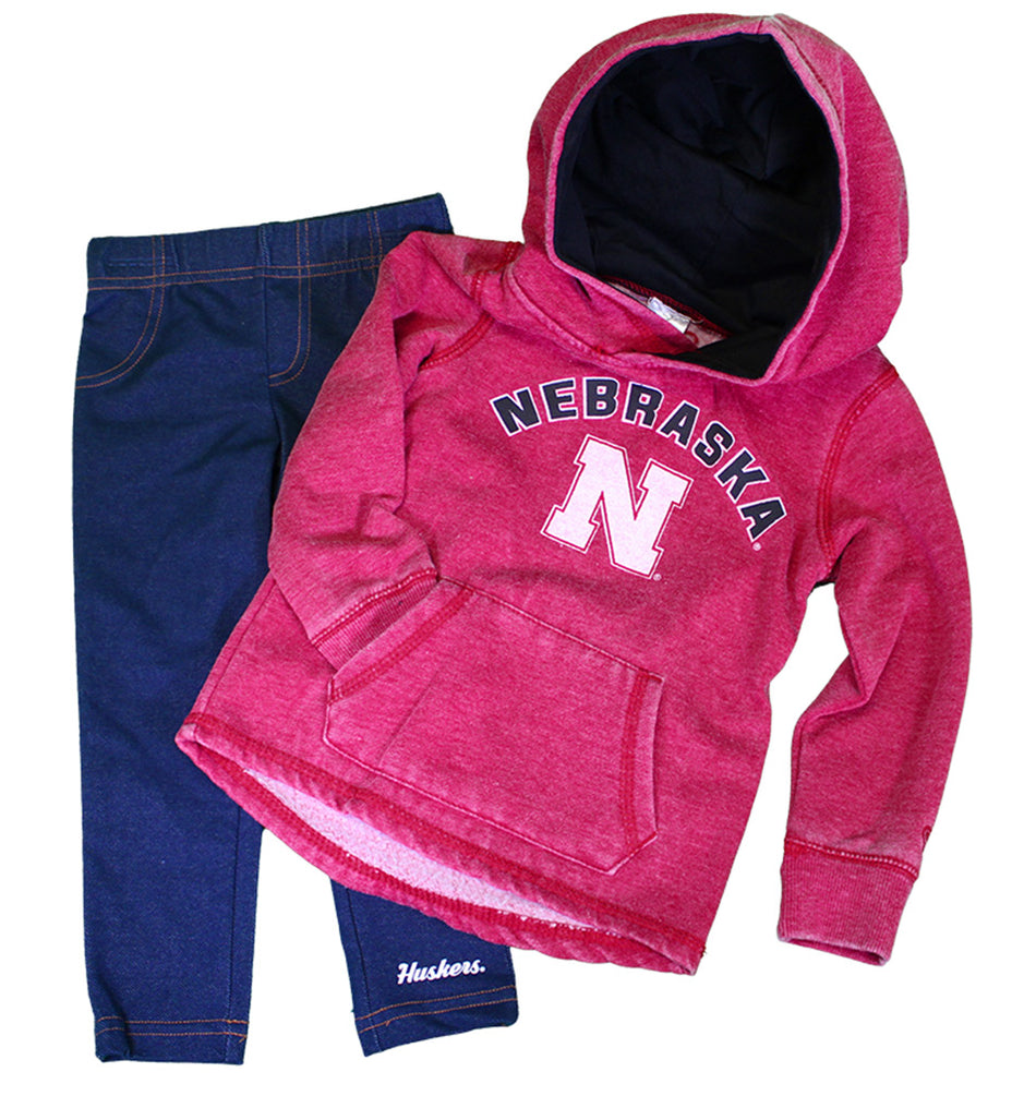 Nebraska Girls Toddler Hoodie N Denim Legging Set