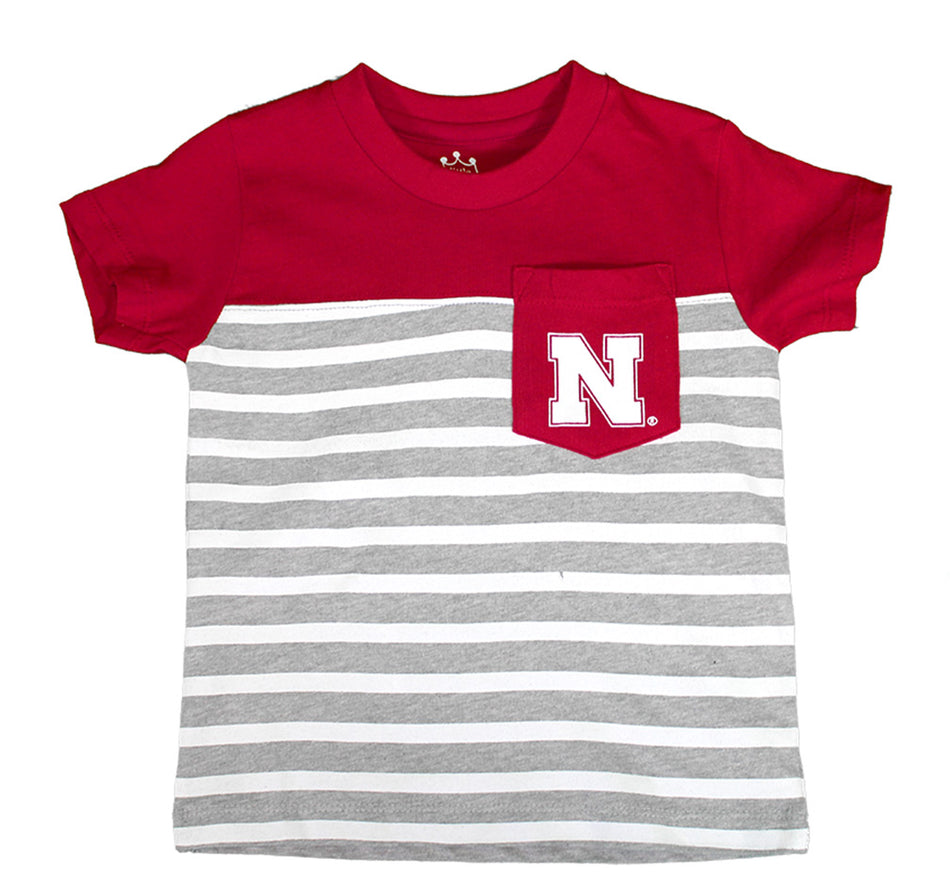 Nebraska Stripe Pocket Toddlers Tee