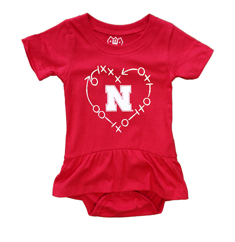 Huskers Playbook Ruffle Onesie