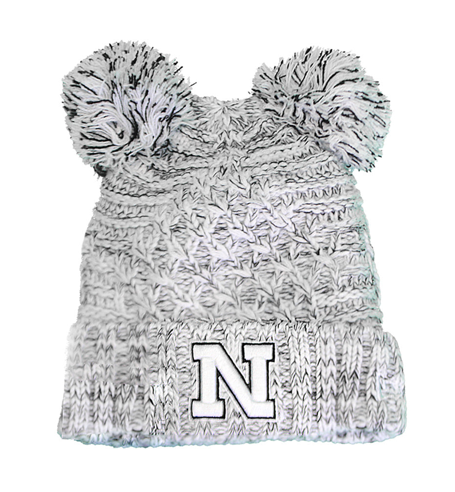 Kids Nebraska Duel Pom Knit Hat