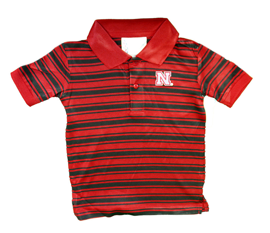 Toddler Huskers Striped  Golf Shirt