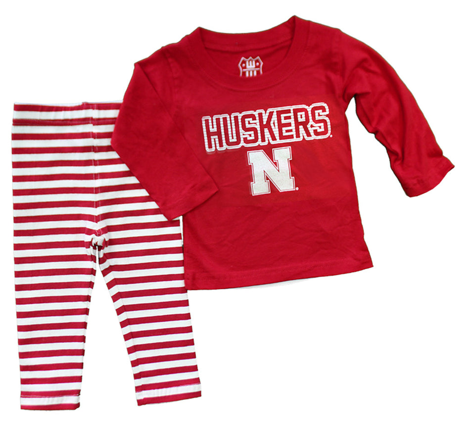 Red Infant Girls Iron N Two Piece Stripe Set