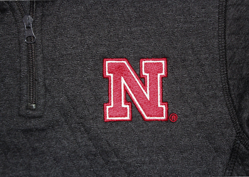 Black Quilted Pullover 1/4 Zip Nebraska