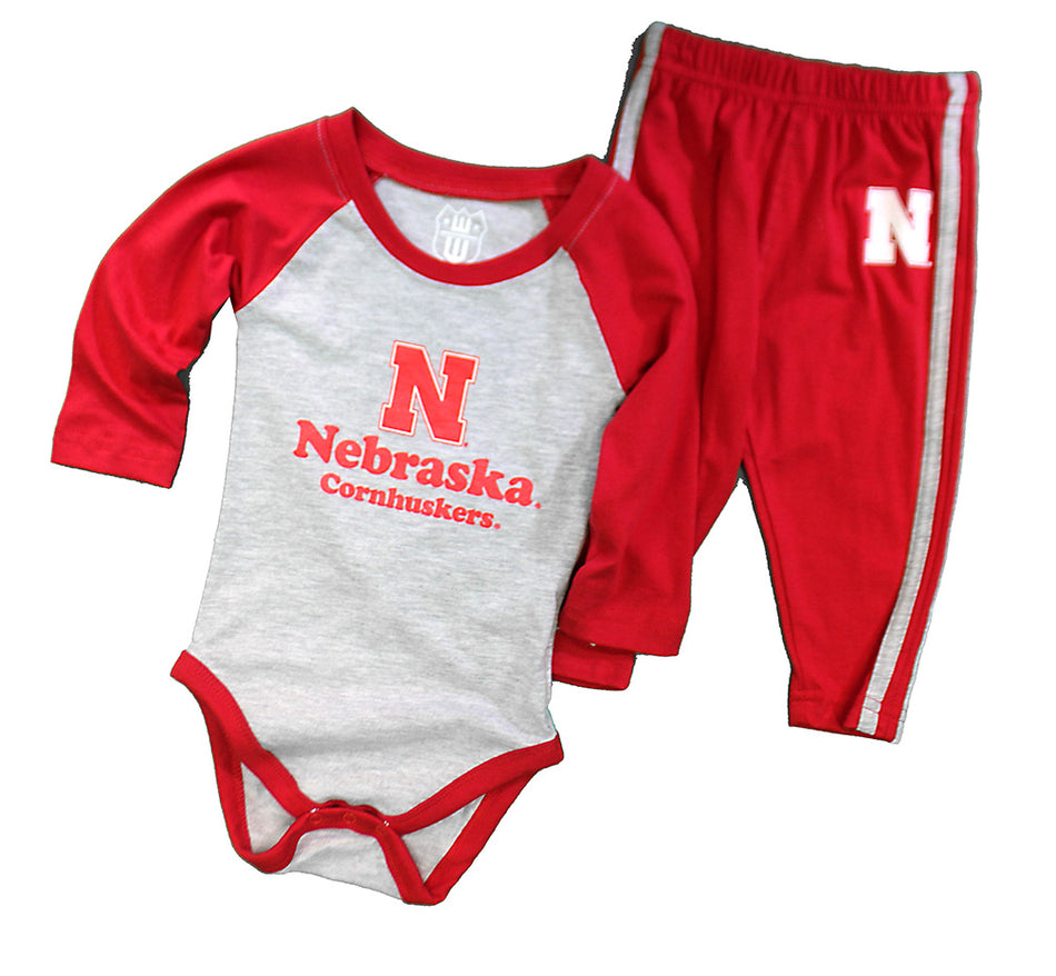 Infant Boys Nebraska Cornhuskers LS Raglan Hopper Set