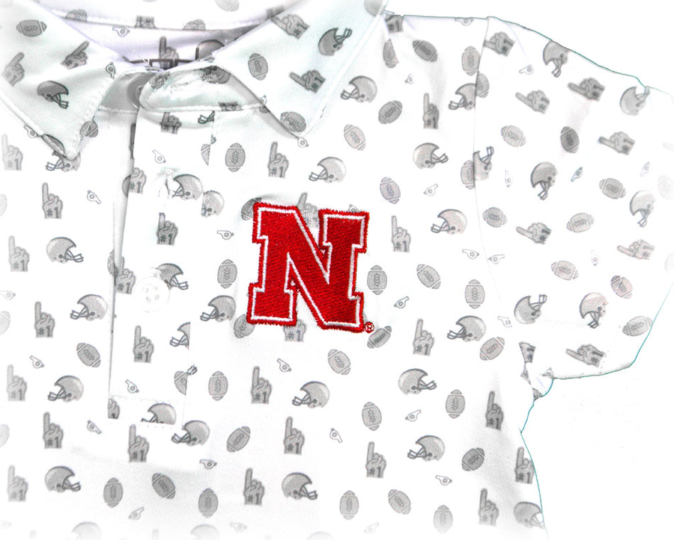 Infant Boys Nebraska Football Patterns Onesie
