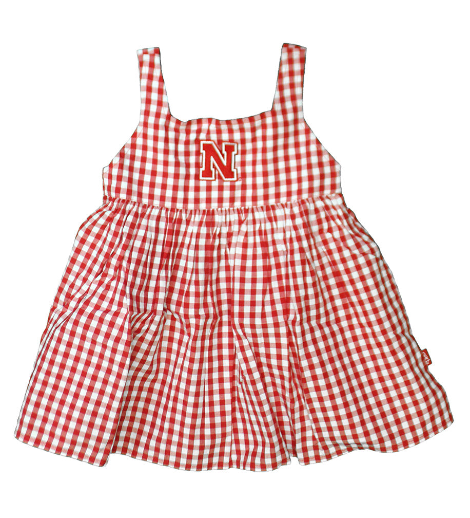 Toddler Huskers Gals Gingham Dress