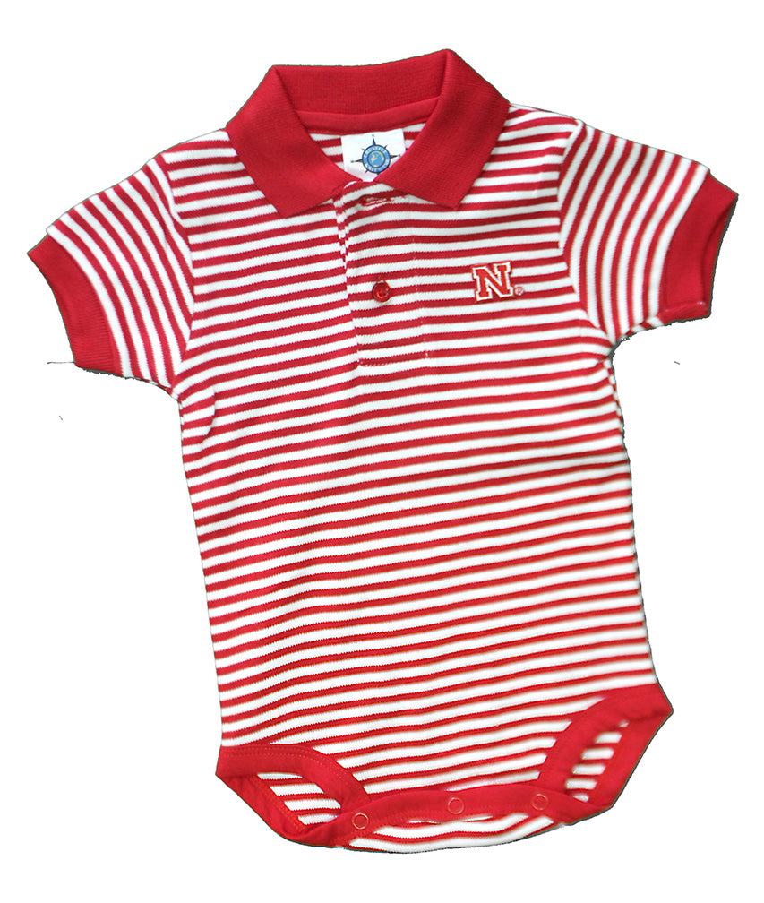 Infant Boys Nebraska Striped Polo Onesie