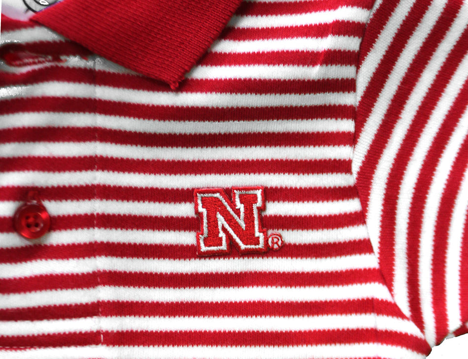 Infant Boys Nebraska Striped Polo Onesie