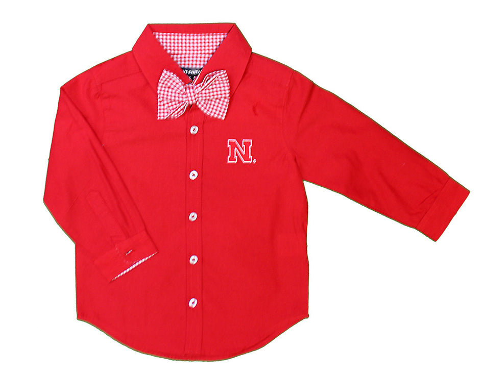 Infant Toddler Boys Nebraska Button Down N Bowtie