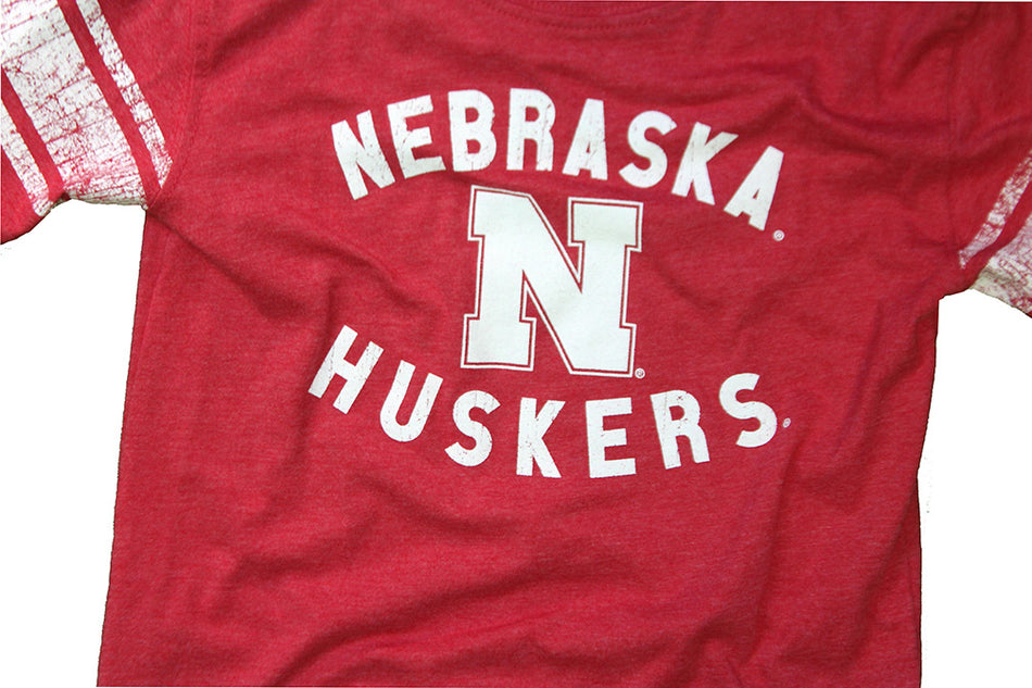 Childrens Nebraska Sleeve Stripe Blend Tee