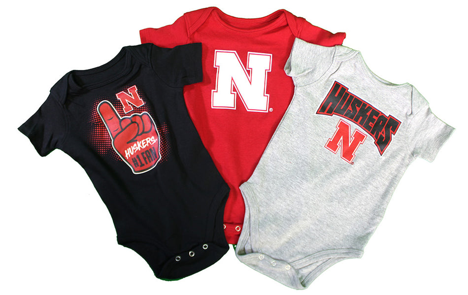 Infant Nebraska Cornhuskers 3 Pack Game-On Creeper Set