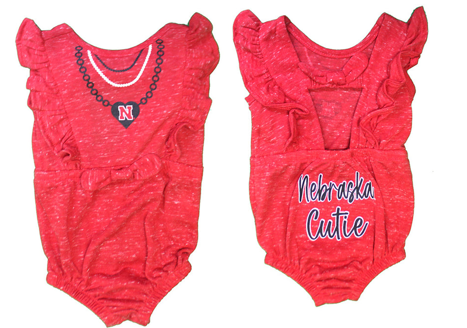 Infant Girls Nebraska Cutie Ruffle Onesie