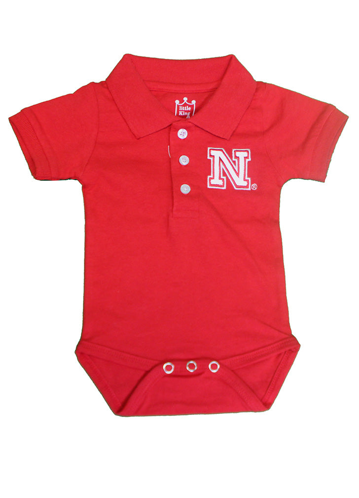 Infant Boys Nebraska Cotton Polo Romper Onesie