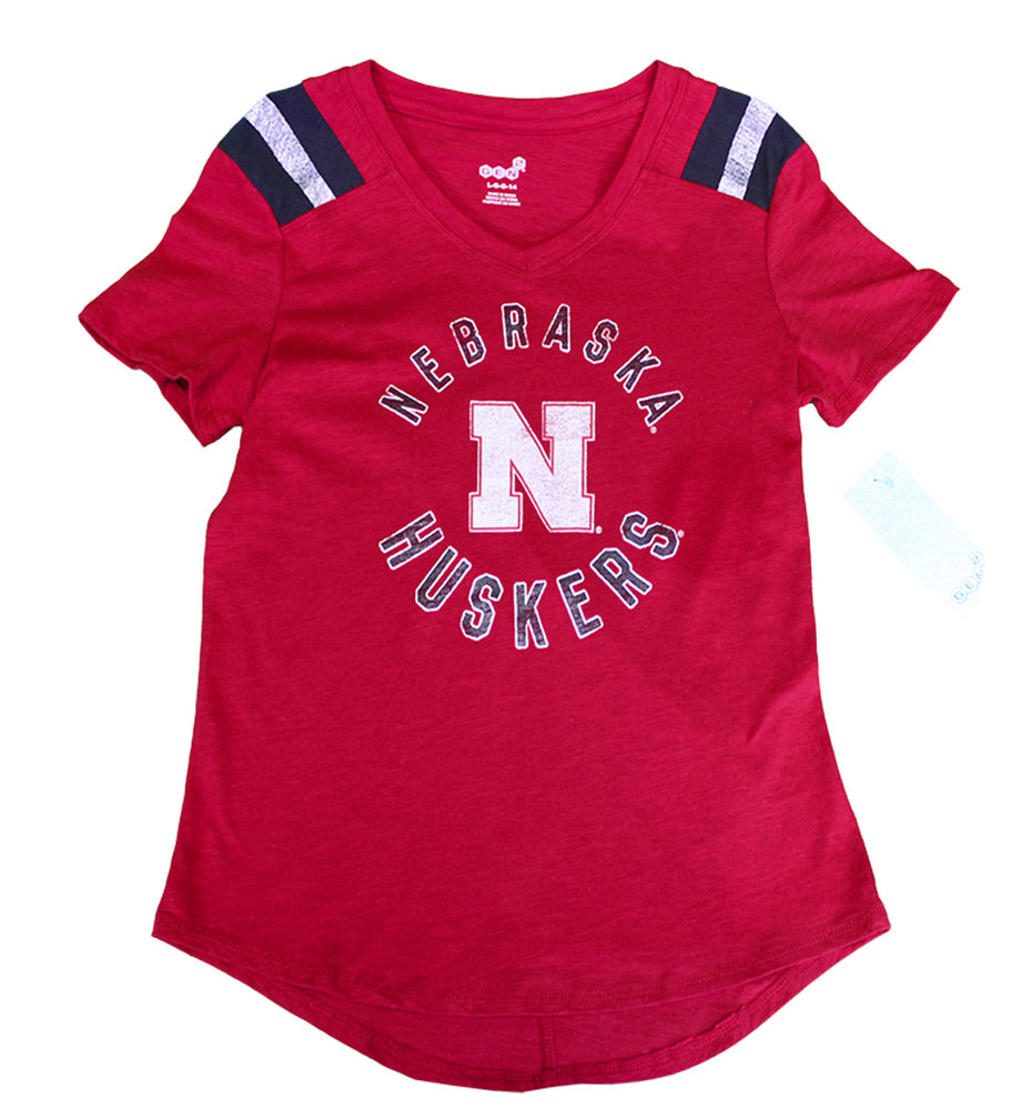 Youth Nebraska Girls Foil Retro Tee