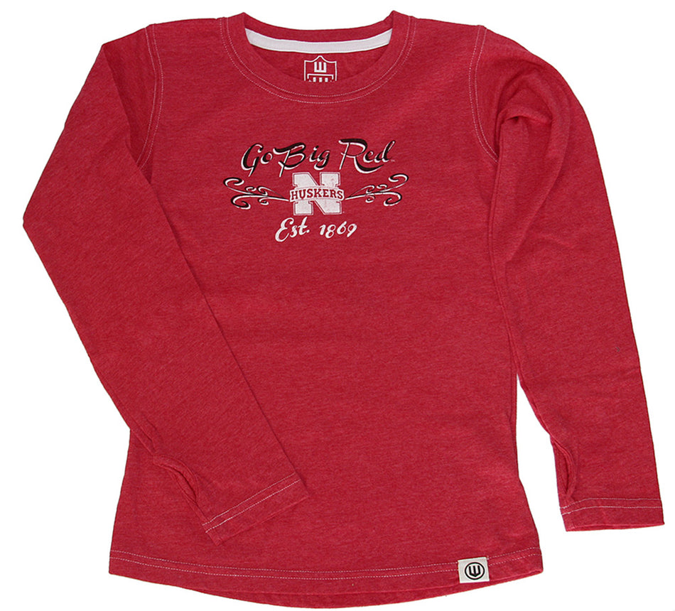 Childrens Go Big Red Huskers Swirl Long Sleeve