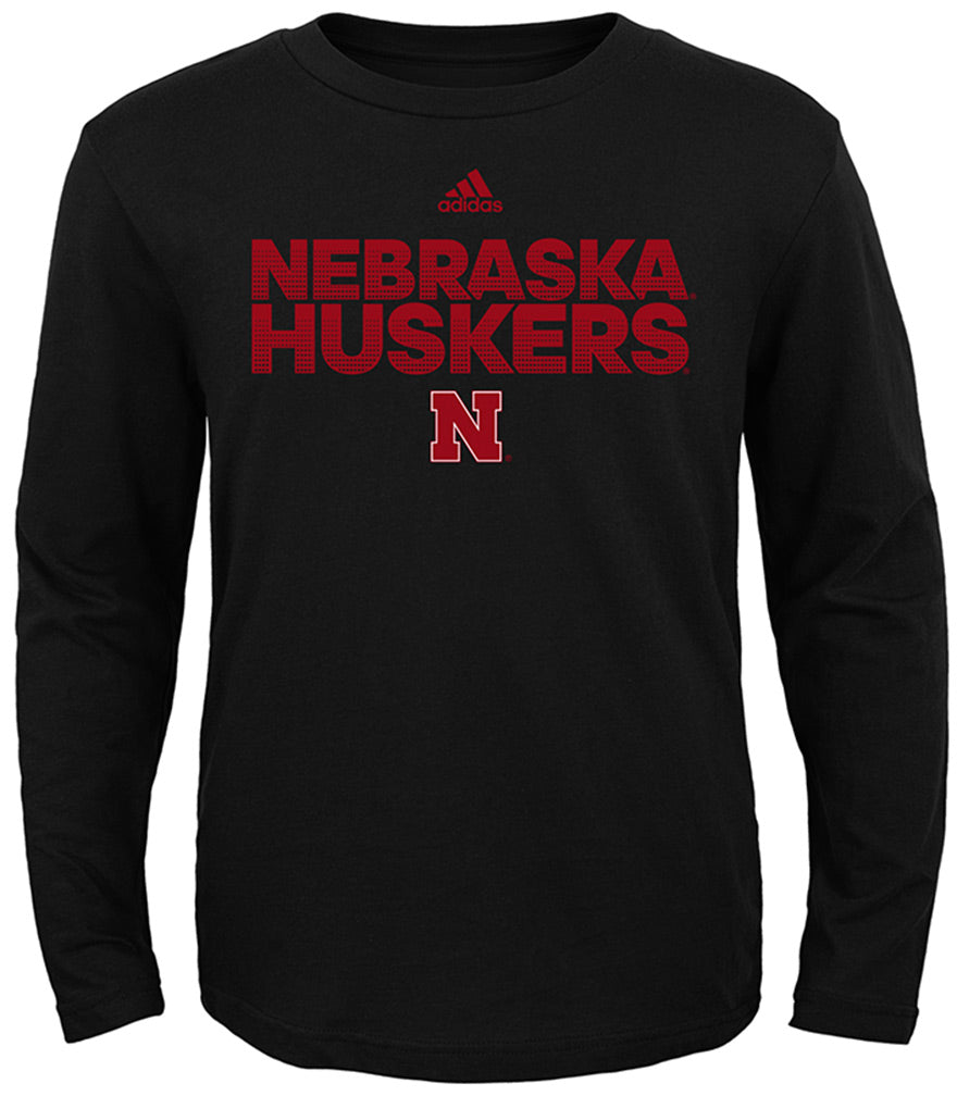 Adidas Youth LS Huskers Sideline Hustle Tee