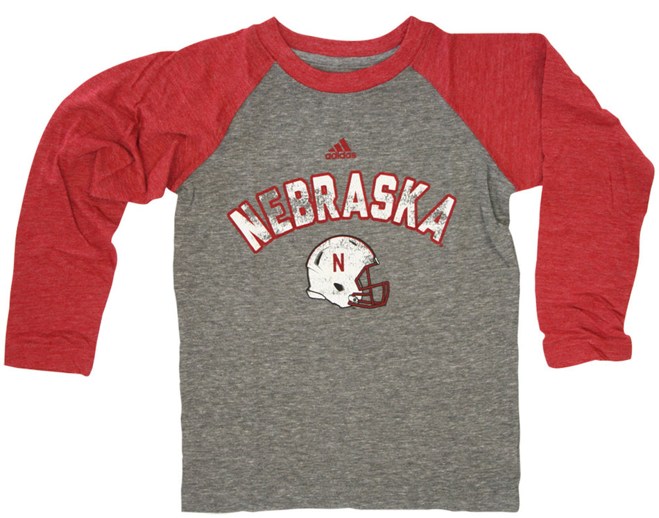 Adidas Youth Grey L/S Triblend Raglan Retro Banner