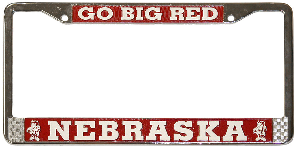 Metal Go Big Red License Plate Frame