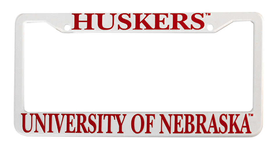 Husker White License Frame