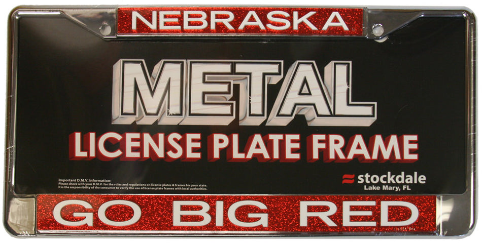 Husker Glitter License Frame Go Big Red