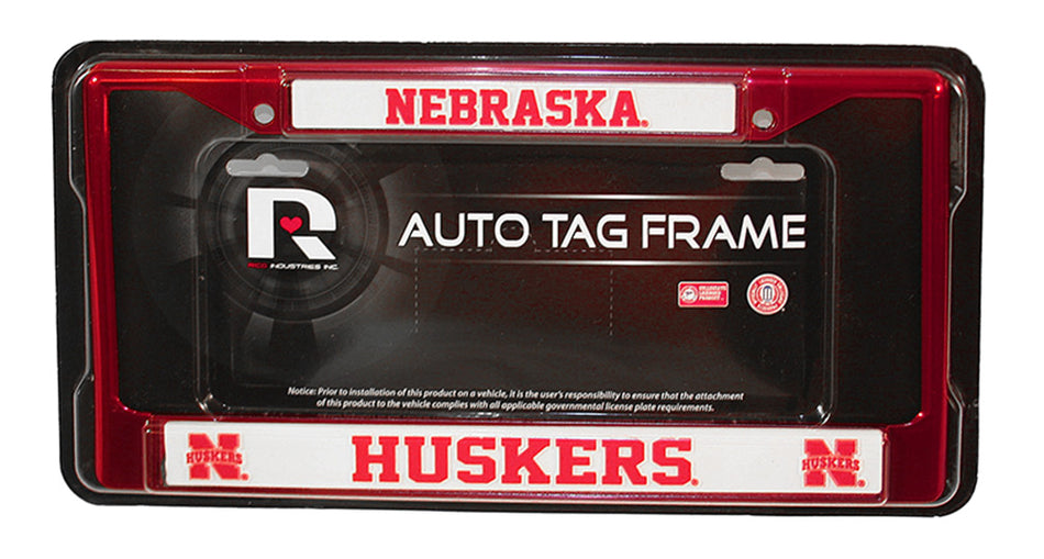 Nebraska Huskers Red Chrome License Frame