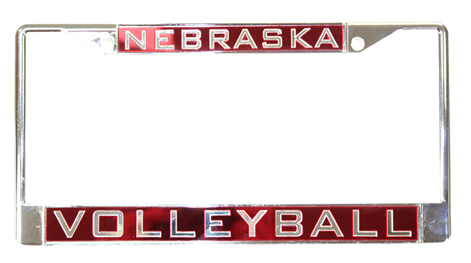 Chrome Nebraska Volleyball Inlayed License Frame