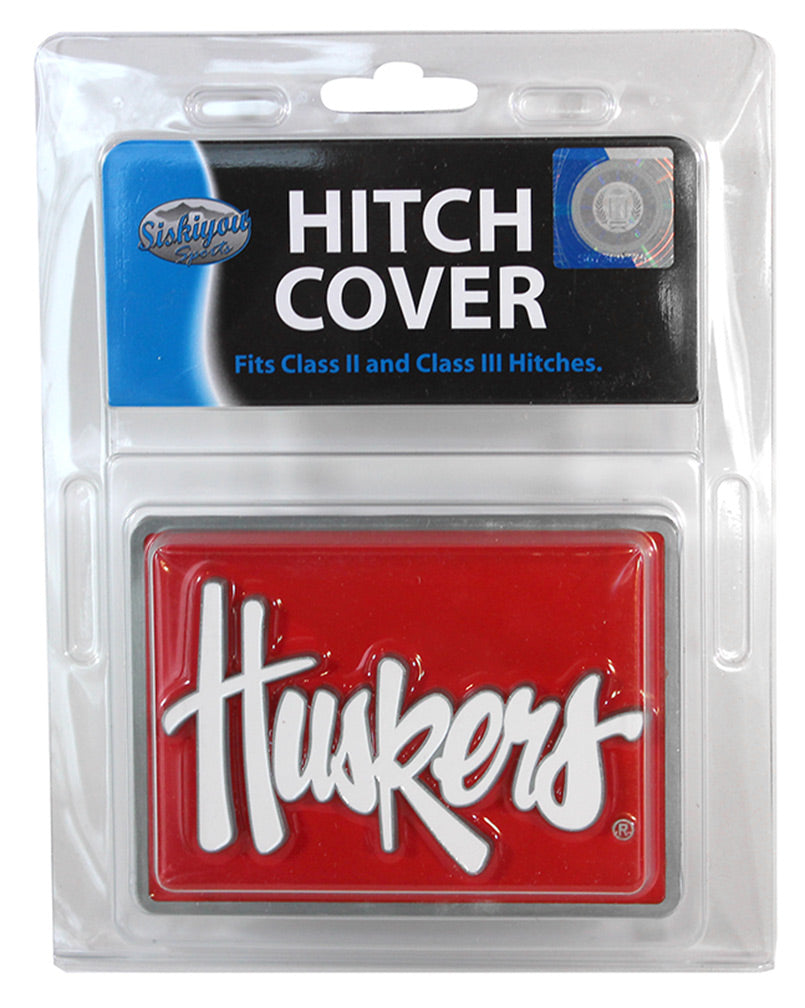 Huskers Script Steel Hitch Cover