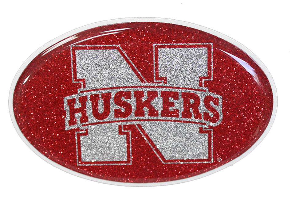 Nebraska N Glitter Oval Bling Emblem