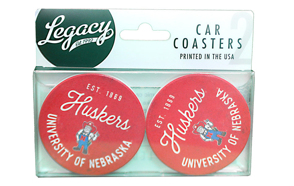 Nebraska Herbie Huskers 2 Pack Thirsty Car Coasters