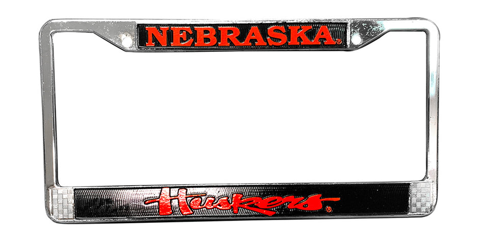 Metal Nebraska Huskers Script License Plate Frame