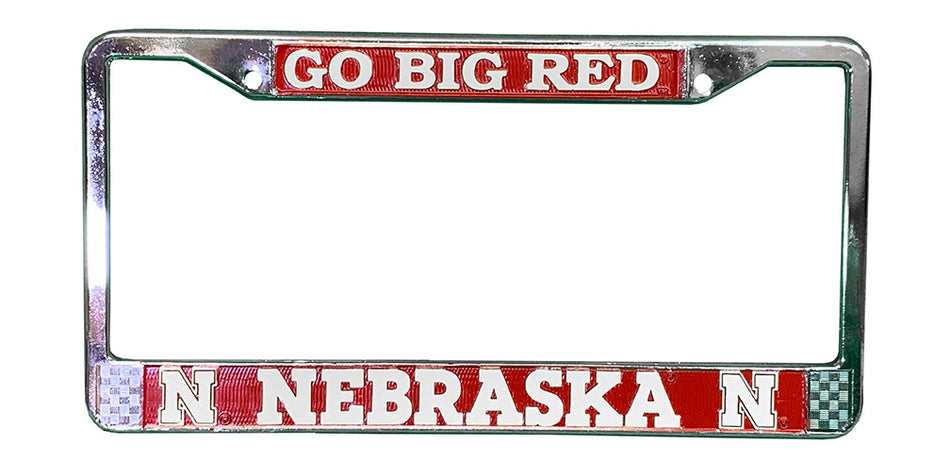 Metal Go Big Red Nebraska License Plate Frame
