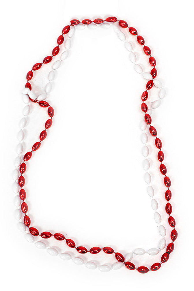 Scarlet and Cream Mini Football Bead Necklace