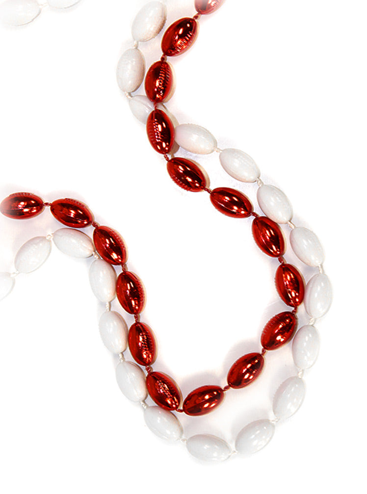 Scarlet and Cream Mini Football Bead Necklace