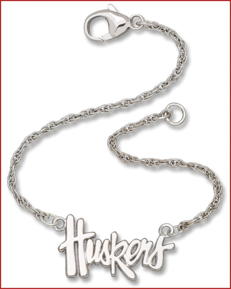 Silver Huskers Script Bracelet