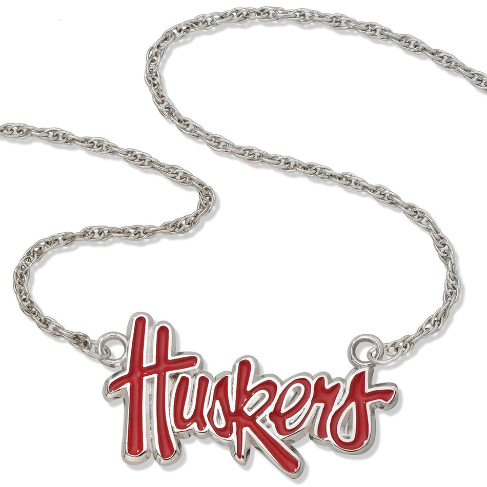 Enameled Husker Script Necklace