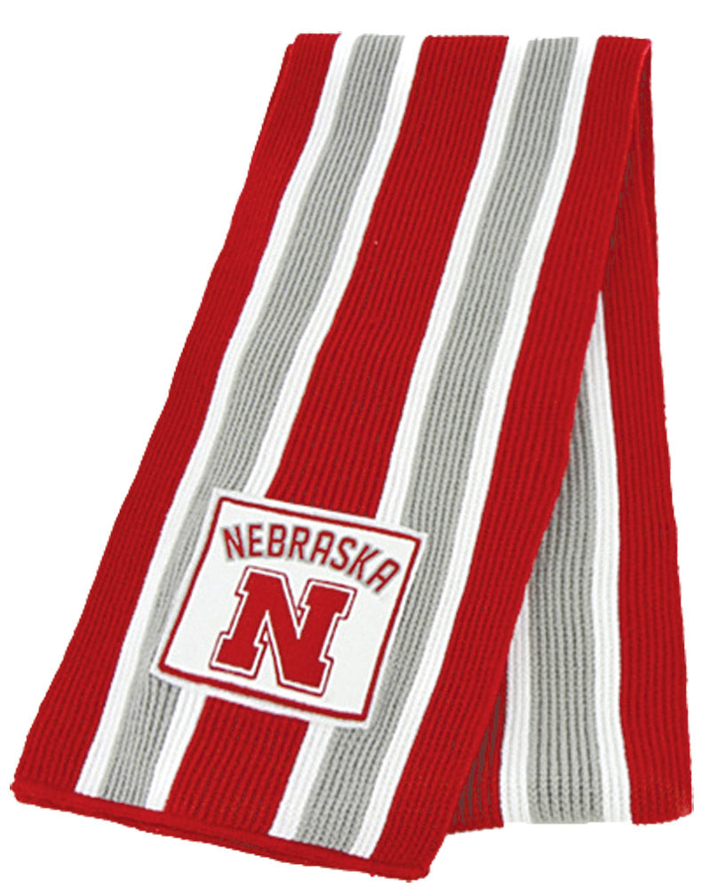 GREY/WHITE/RED STRIPE SCARF 47BND