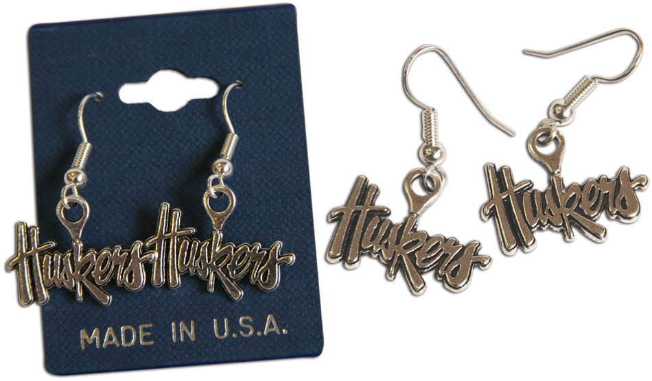 Huskers Script Earrings