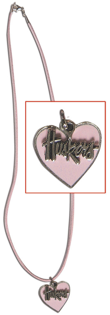 Pink Huskers Script Necklace