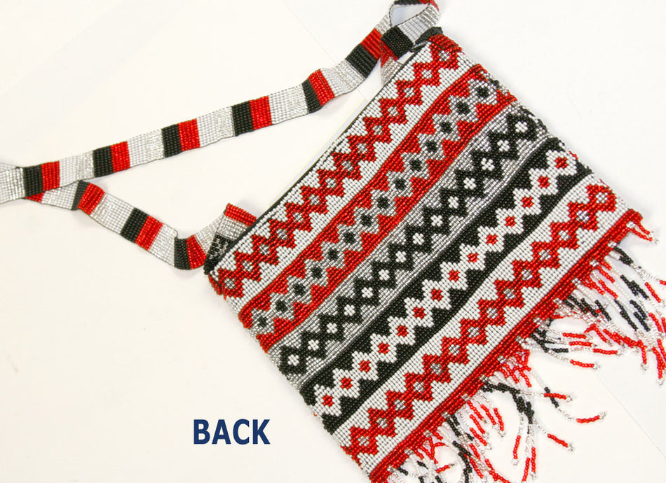 STRIPED BEADED PURSE W/ BLK 'N'