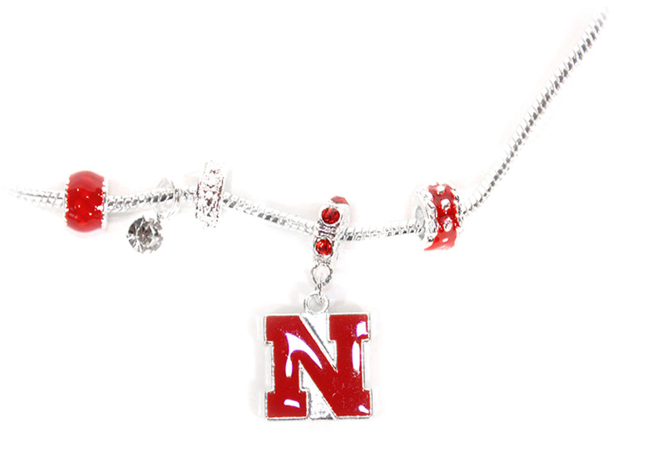 Husker N Silver Beaded Necklace