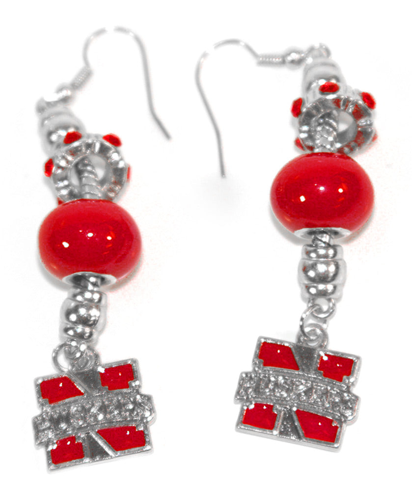 N HUSKER EARRINGS BEADED