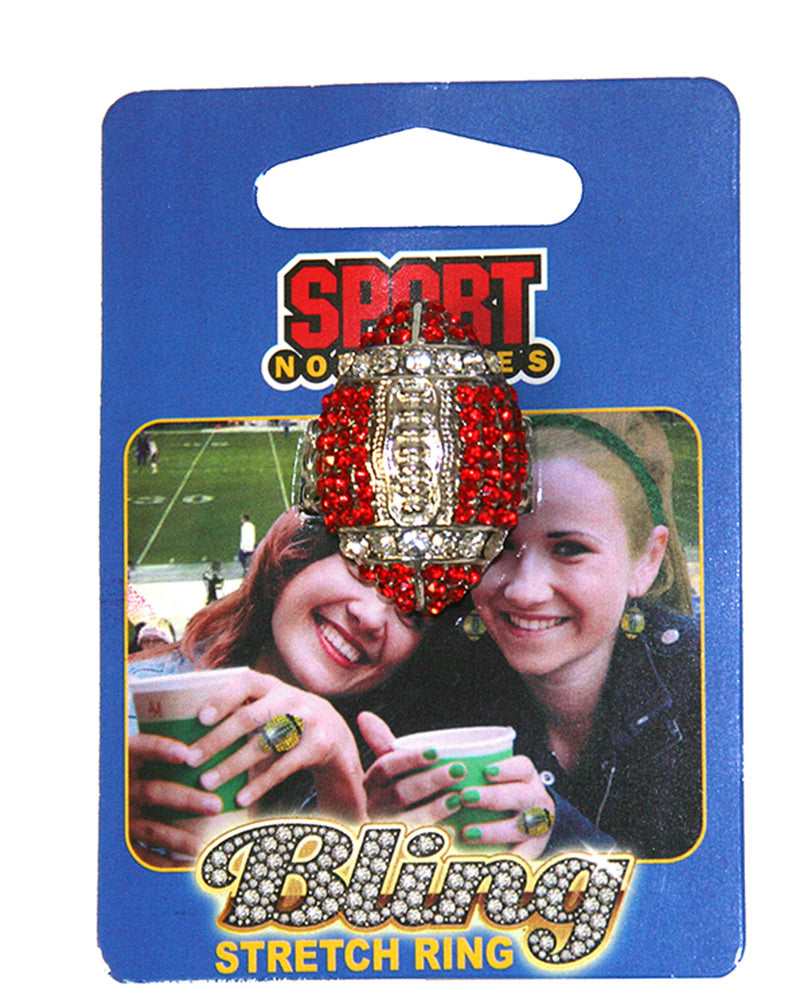 Husker Blingies Crystal Football Stretch Ring