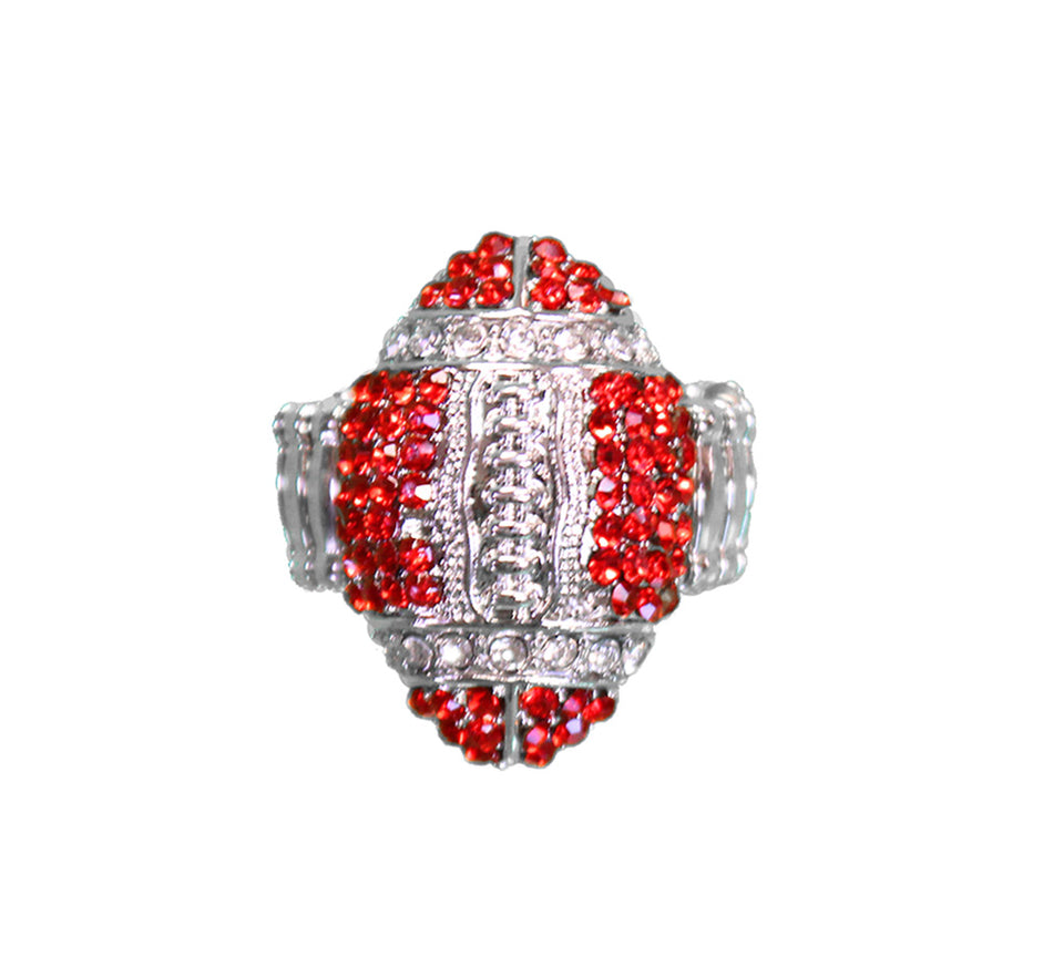 Husker Blingies Crystal Football Stretch Ring