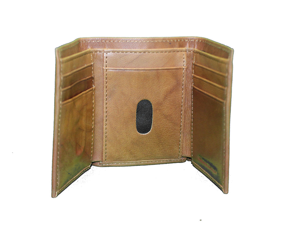 Husker State Leather Tri Fold Wallet