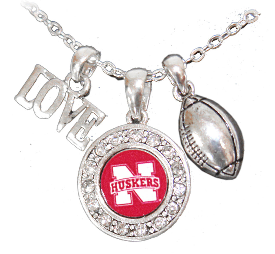 Necklace - 3 charms - Football, Love & Logo