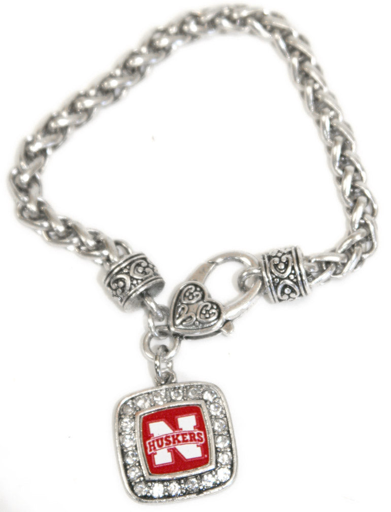 N Huskers Square Charm Bracelet