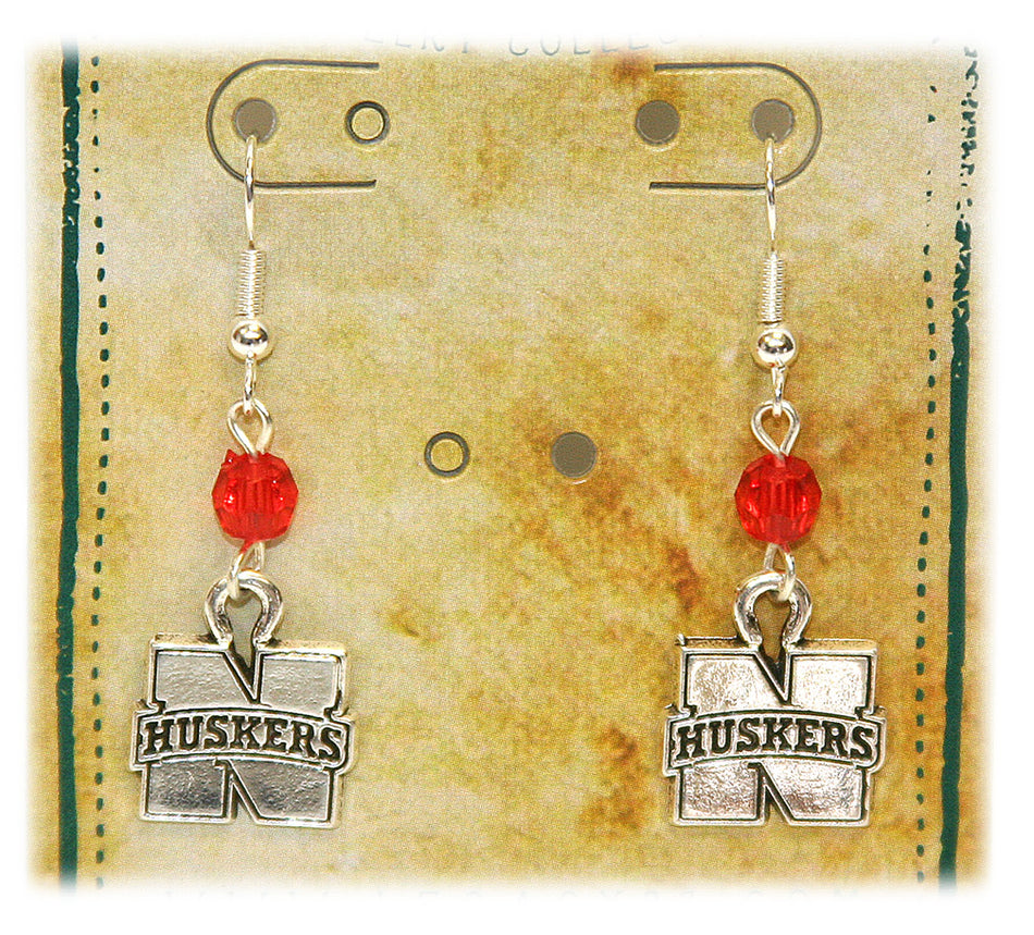 N Huskers Crystal Drop Earrings