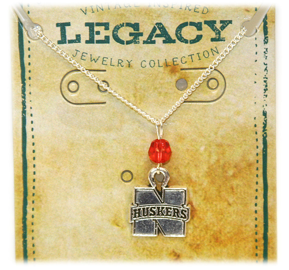 N Huskers Crystal Drop Necklace